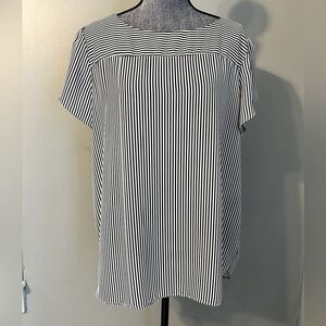 LOFT Scalloped Sleeve Striped BlouseSize XL